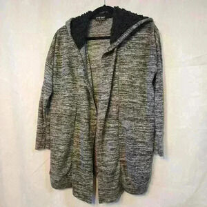 Poof New York zip up hooded jacket size S color gray
